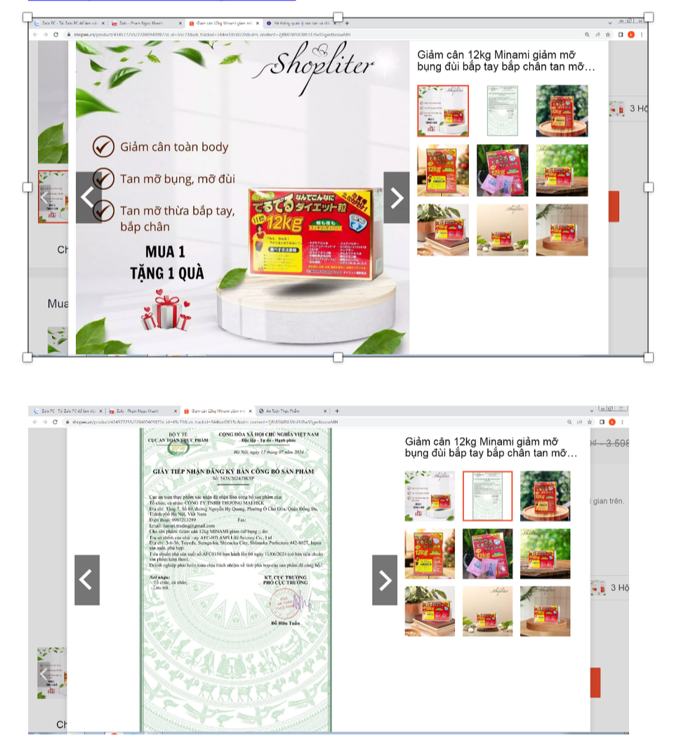 នាយកដ្ឋានសុវត្ថិភាពចំណីអាហារ បានរកឃើញថា ផលិតផលសម្រកទម្ងន់ MINAMI មានសេចក្តីប្រកាសក្លែងក្លាយ - រូបថត ១. Cục An toàn thực phẩm phát hiện sản phẩm Giảm cân MINAMI giả mạo bản công bố- Ảnh 1.