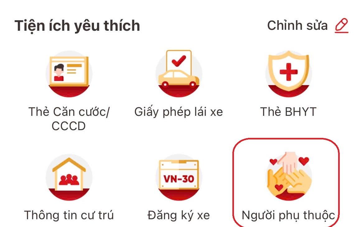 Cách tích hợp thông tin người phụ thuộc trên ứng dụng VNeID