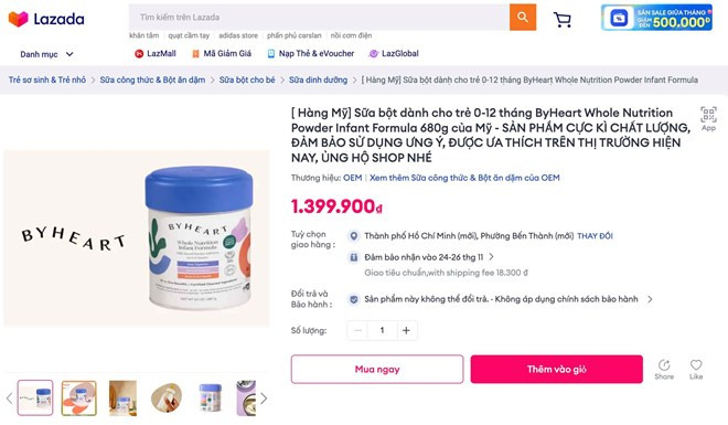 Bộ Y tế đề nghị gỡ bỏ thông tin sữa ByHeart nhiễm khuẩn gây ngộ độc trên sàn Lazada- Ảnh 1.