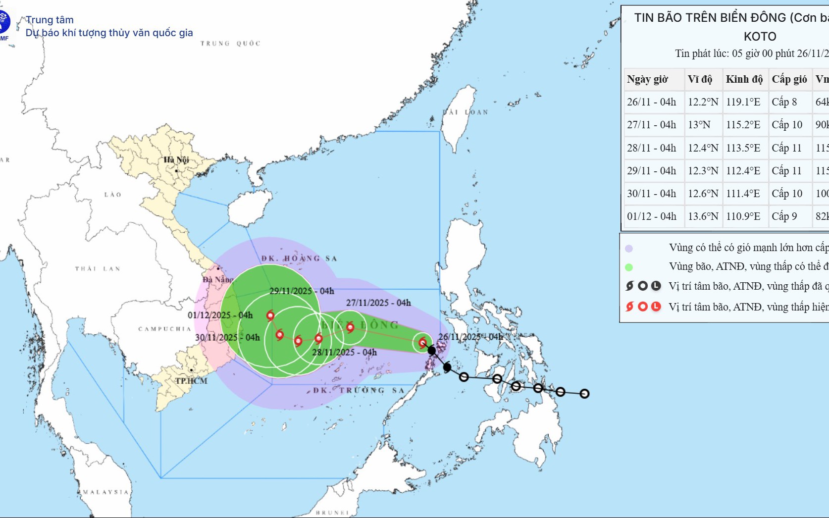 Bão số 15 được dự báo sẽ quần thảo rất lâu trên Biển Đông, gây đợt mưa lớn cho miền Trung