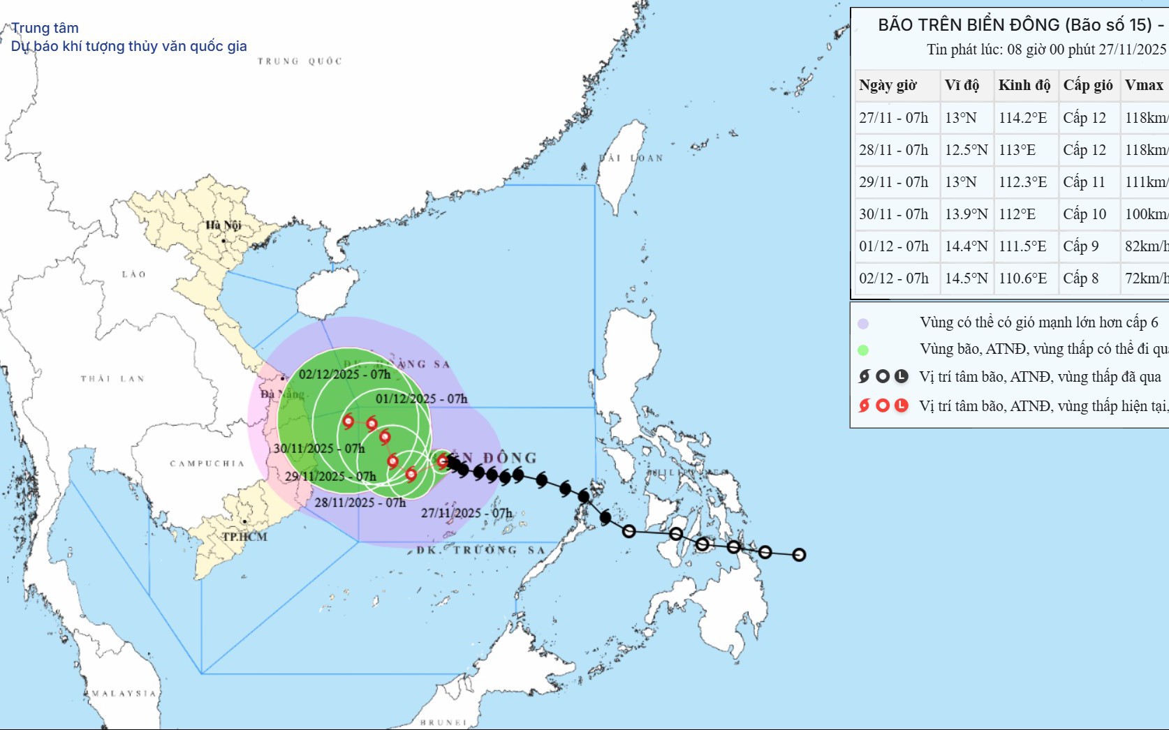 Bão số 15 sẽ hướng vào khu vực nào trên đất liền?- Ảnh 1. Không khí lạnh ‘chèn’ đường đi của bão số 15 thế nào?