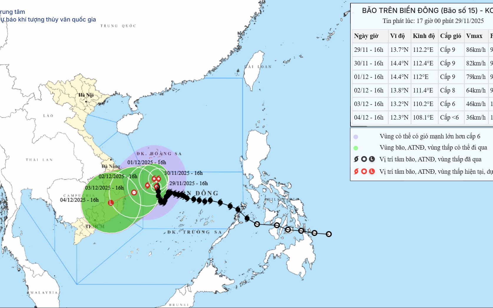 Áp thấp nhiệt đới dị thường đã tan trên biển, bão số 15 vẫn giật cấp 11
