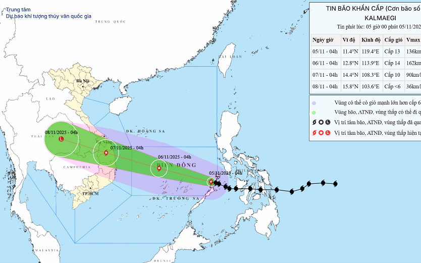 Những cơn bão trong lịch sử có đường đi và kịch bản giống với bão số 13- Ảnh 1. Bão số 13 đã vào Biển Đông, giật cấp 16, khu vực ven biển nước dâng cao đến 6m