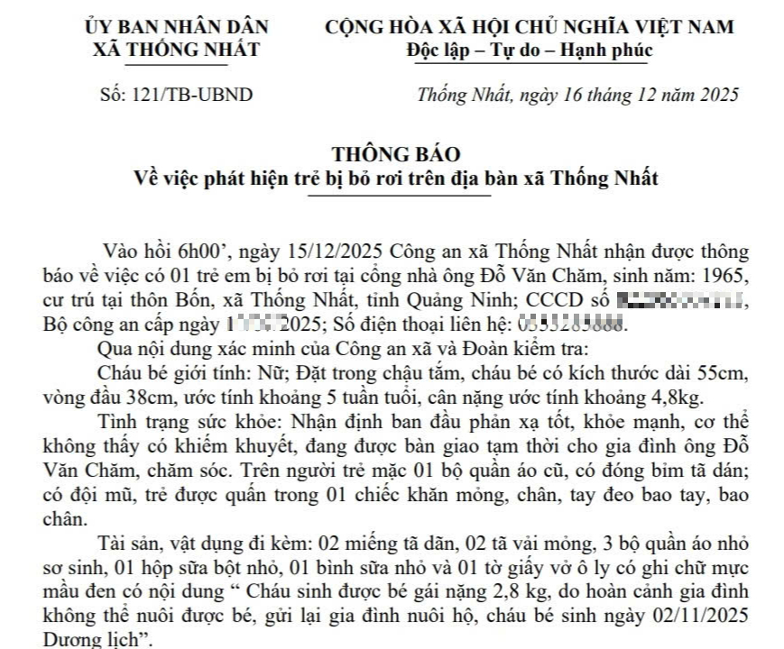 Bé gái sơ sinh đặt trong chậu tắm bị bỏ rơi trước cổng nhà dân- Ảnh 1. Bé gái sơ sinh đặt trong chậu tắm bị bỏ rơi trước cổng nhà dân- Ảnh 1.