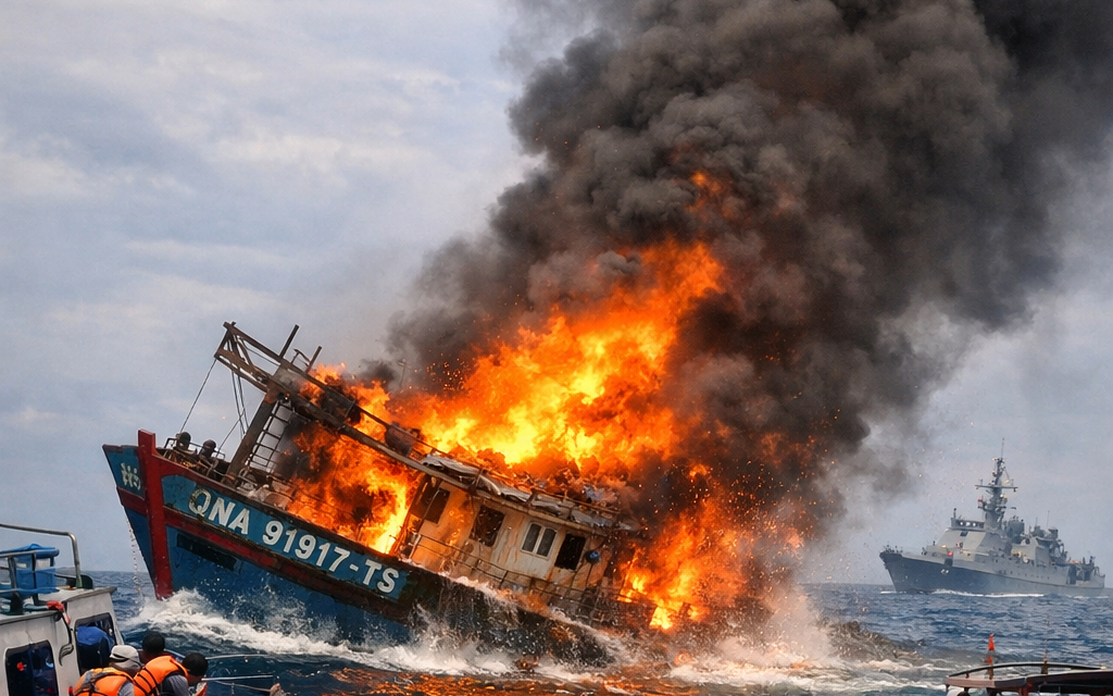 Cháy tàu cá giữa biển, cứu sống toàn bộ ngư dân