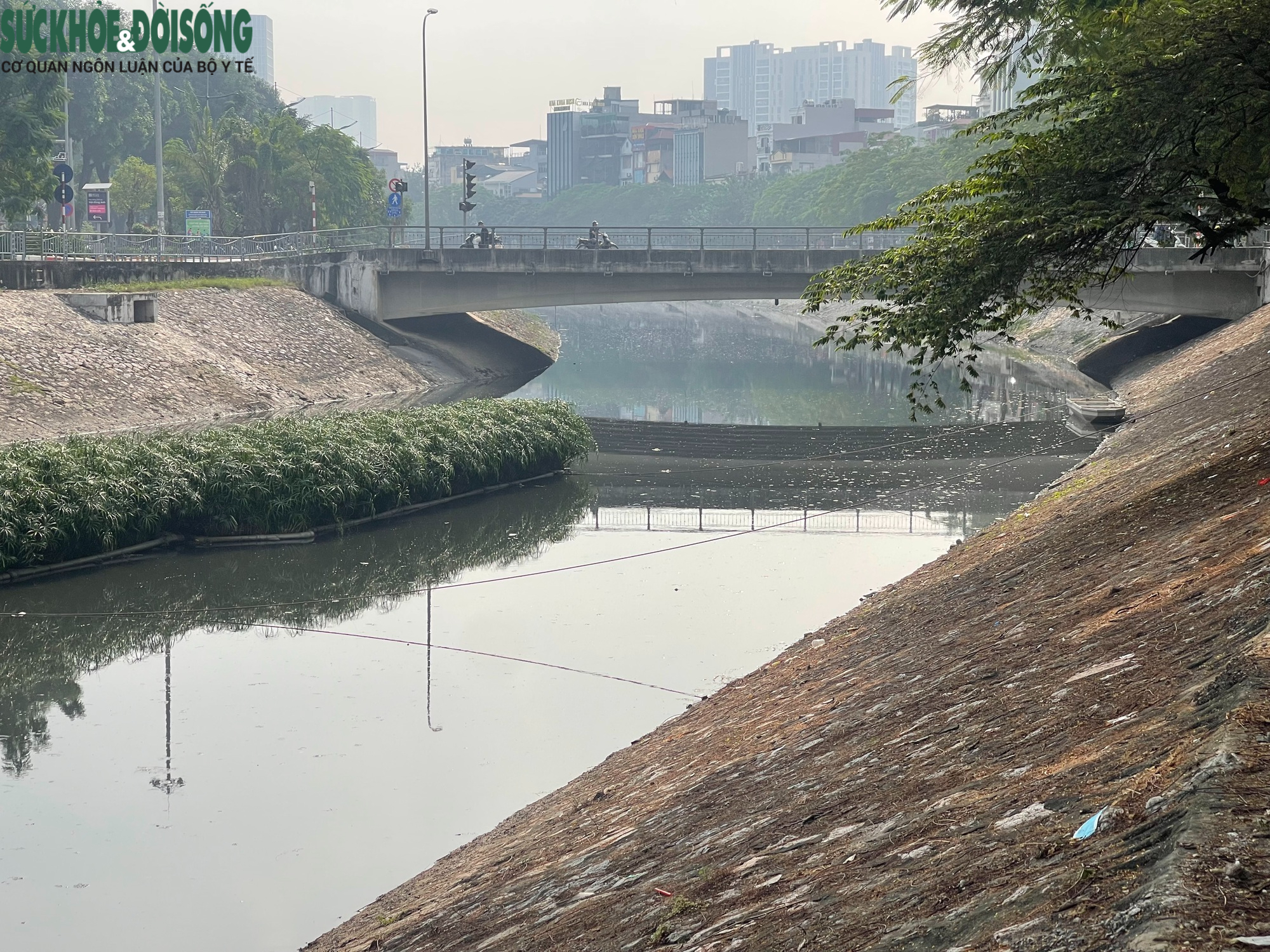 Nước sông Tô Lịch bất ngờ chuyển màu đen đặc- Ảnh 6.