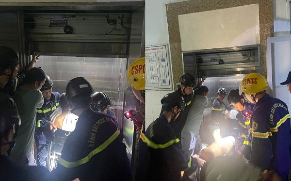 Nửa đêm giải cứu 3 người, gồm nhân viên y tế, mắc kẹt trong thang máy bệnh viện