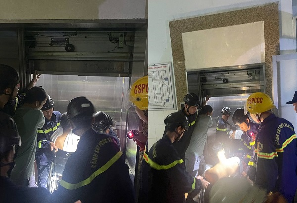 Nửa đêm giải cứu 3 người, gồm nhân viên y tế, mắc kẹt trong thang máy bệnh viện- Ảnh 1.