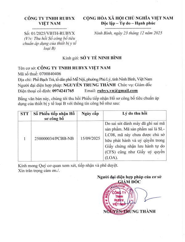 Rubyx Việt Nam thu hồi số công bố sản phẩm do sai sót đánh máy- Ảnh 2.