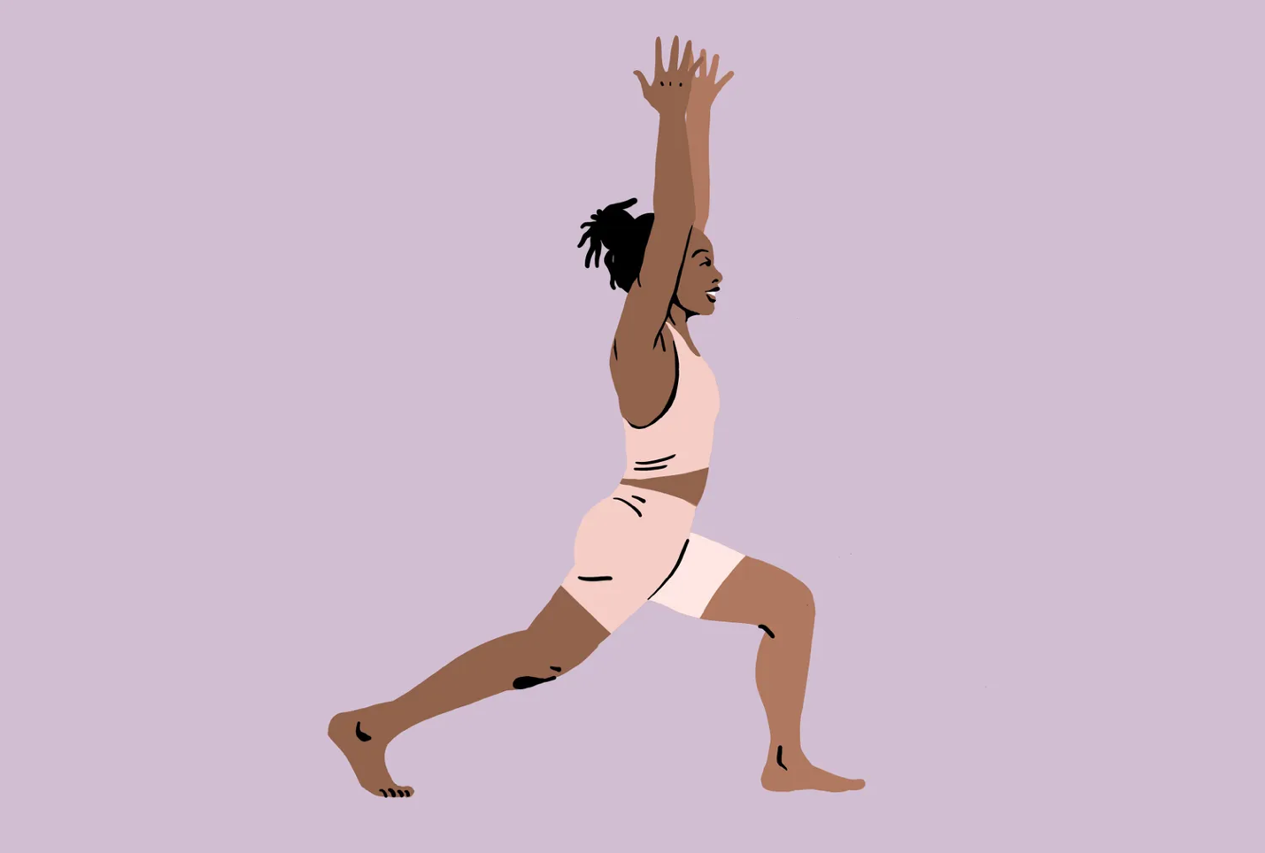 6 bài tập giãn cơ dân văn phòng nên tập mỗi ngày- Ảnh 4. Người đang thực hiện động tác giãn cơ kiểu chùng chân về phía trước với hai tay duỗi thẳng lên trên.