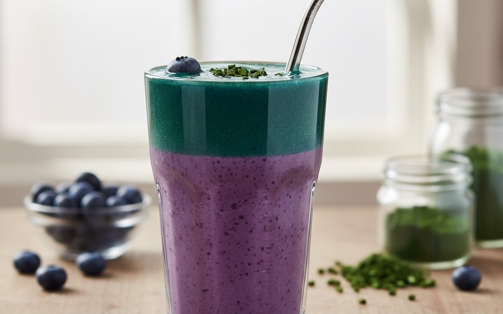 1 ly sinh tố xanh vào buổi sáng cung cấp collagen tự nhiên