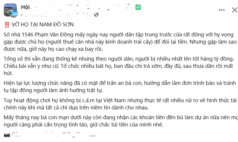 Nghi vấn vợ chồng bán trái cây ở Hải Phòng bị 'vỡ hụi'- Ảnh 1.