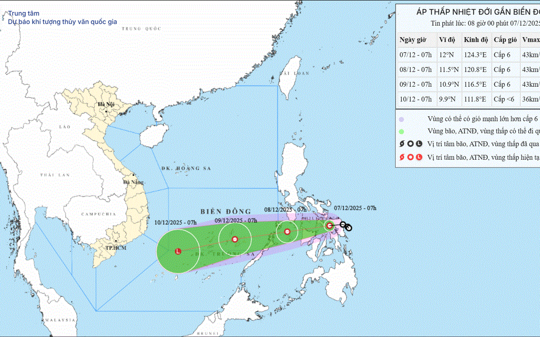 Áp thấp nhiệt đới đổi hướng trước khi vào Biển Đông- Ảnh 2. Áp thấp nhiệt đới vào Biển Đông trong hôm nay, vùng nào bị ảnh hưởng?