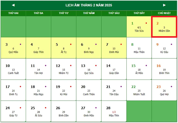 Lịch âm 2/2 - Âm lịch hôm nay 2/2 - Lịch vạn niên ngày 2/2/2025- Ảnh 1.