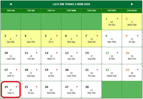 Lịch âm 24/2 - Âm lịch hôm nay 24/2 - Lịch vạn niên ngày 24/2/2025- Ảnh 1.