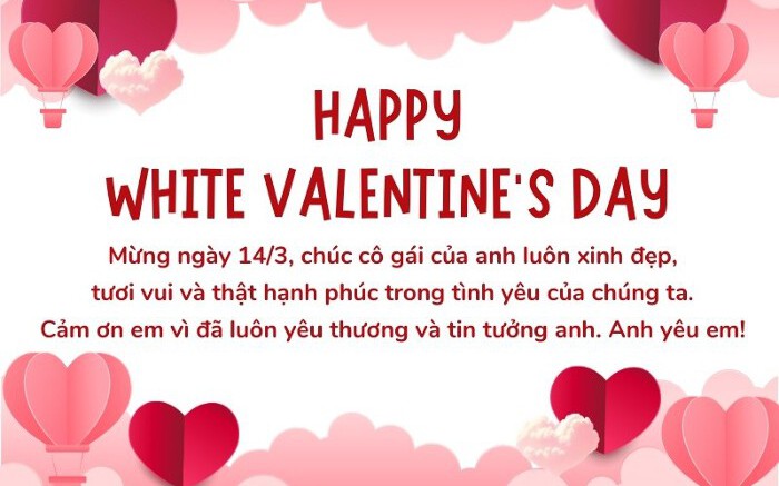 Những lời chúc ngày Valentine 14/3 - Valentine trắng tặng người yêu