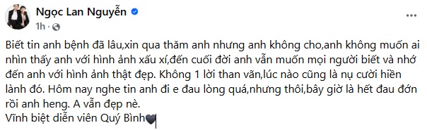 NSƯT Quý Bình từng từ chối diễn viên Ngọc Lan đến thăm- Ảnh 1.