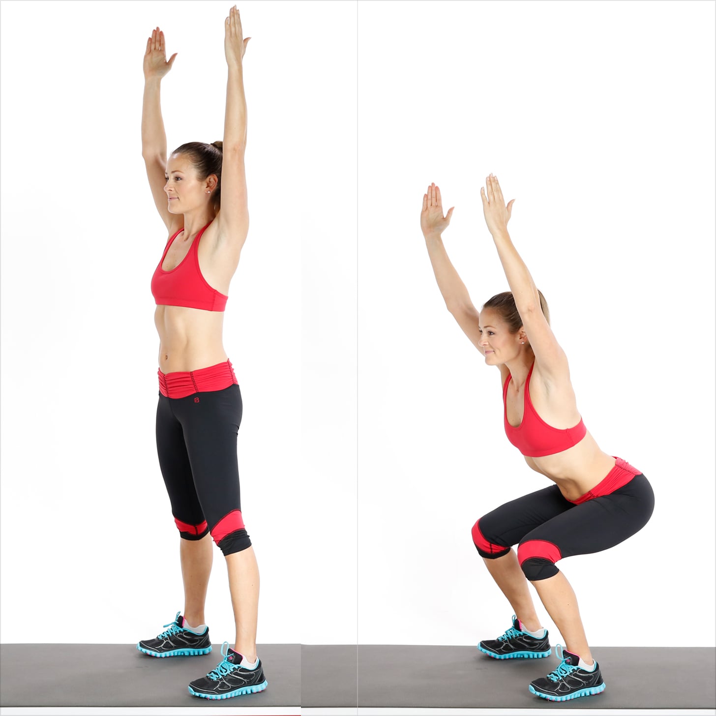 Squat With Overhead Reach | The Ultimate Running and Strength Training  Workout You Can Do at the Gym | POPSUGAR Fitness Photo 2