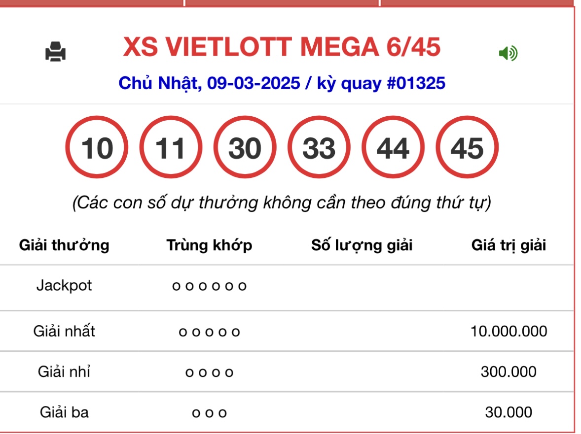 Vietlott 10/3 - Kết quả xổ số Vietlott hôm nay 10/3/2025 - Xổ số Mega 6/45 và Power 6/55 ngày 10/3- Ảnh 17.