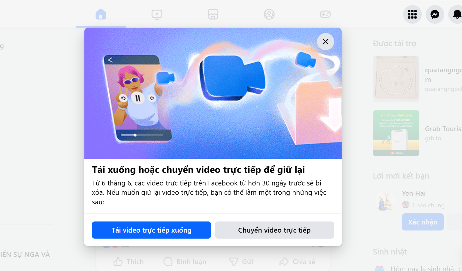 Facebook thông báo sắp xoá video livestream tại Việt Nam sau 30 ngày- Ảnh 1.