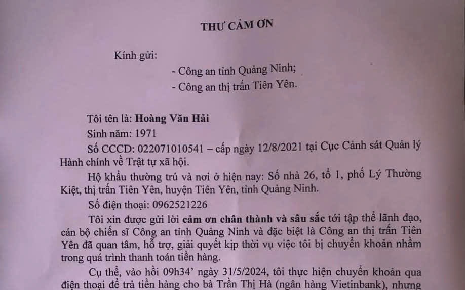 Nhận lại tiền sau gần 1 năm chuyển khoản nhầm