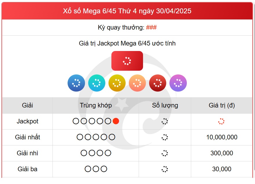 Kết quả xổ số Vietlott hôm nay 30/4/2025 - Vietlott 30/4 - Xổ số Mega 6/45 ngày 30/4- Ảnh 1.