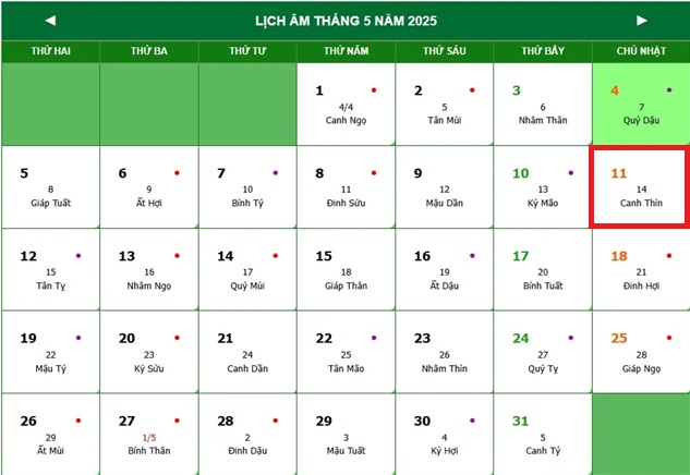 Lịch âm 11/5 - Âm lịch hôm nay 11/5 - Lịch vạn niên ngày 11/5/2025- Ảnh 1. Lịch âm 11/5 - Âm lịch hôm nay 11/5 - Lịch vạn niên ngày 11/5/2025- Ảnh 1.