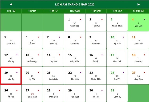 Lịch âm 19/5 - Âm lịch hôm nay 19/5 - Lịch vạn niên ngày 19/5/2025- Ảnh 1. Lịch âm 19/5 - Âm lịch hôm nay 19/5 - Lịch vạn niên ngày 19/5/2025- Ảnh 1.