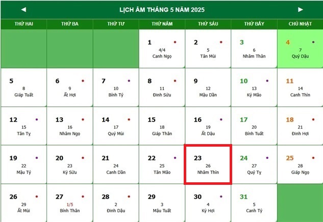 Lịch âm 23/5 - Âm lịch hôm nay 23/5 - Lịch vạn niên ngày 23/5/2025- Ảnh 1. Lịch âm 23/5 - Âm lịch hôm nay 23/5 - Lịch vạn niên ngày 23/5/2025- Ảnh 1.