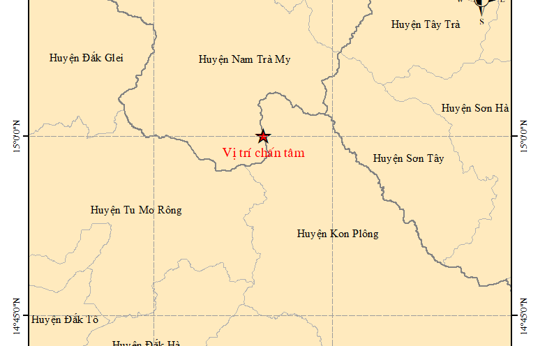 Động đất 4.2 độ ở Kon Tum gây rung lắc mạnh