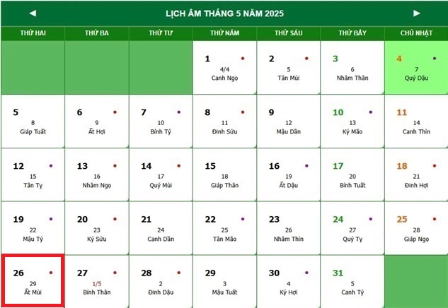 Lịch âm 26/5 - Âm lịch hôm nay 26/5 - Lịch vạn niên ngày 26/5/2025- Ảnh 1. Lịch âm 26/5 - Âm lịch hôm nay 26/5 - Lịch vạn niên ngày 26/5/2025- Ảnh 1.