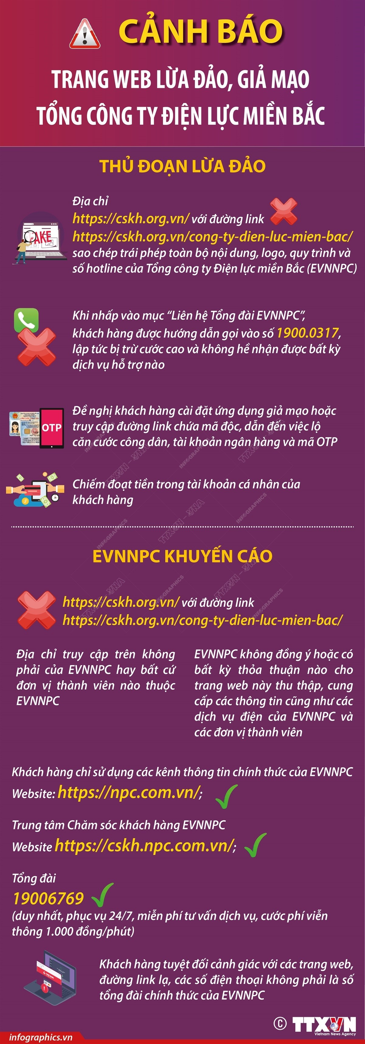Cảnh báo trang web lừa đảo, giả mạo Tổng công ty Điện lực miền Bắc- Ảnh 1.