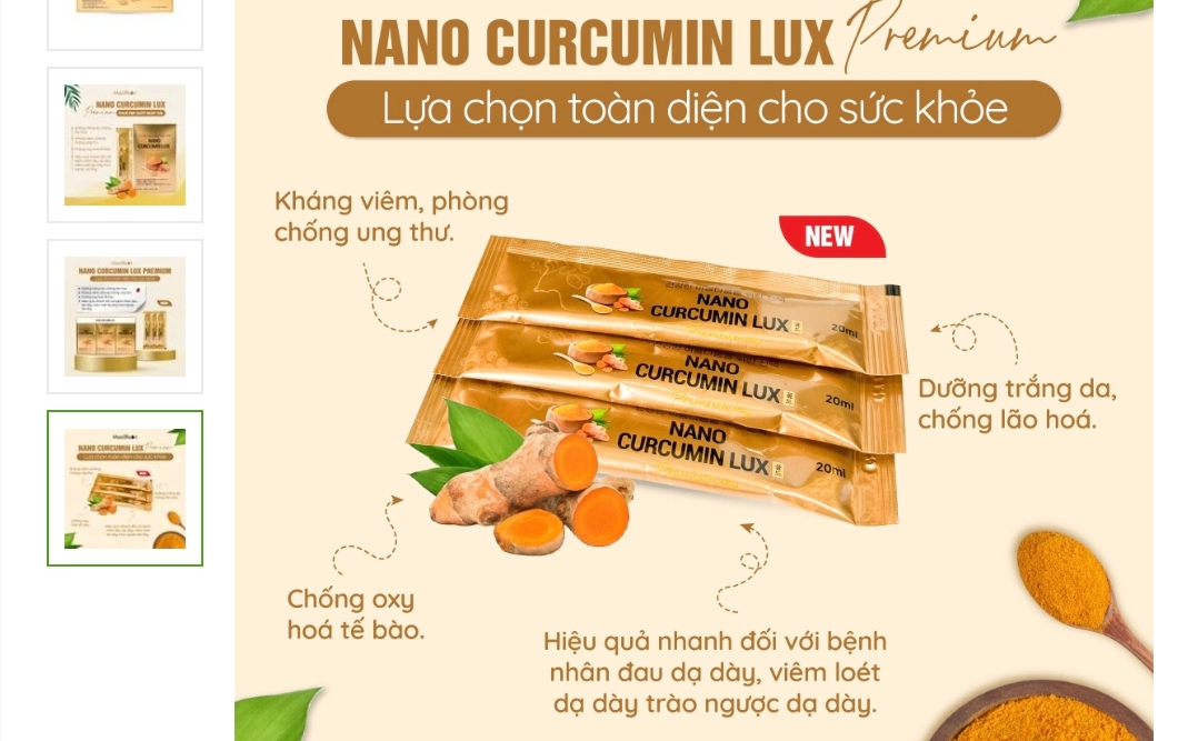 Quảng cáo nano curcumin lux thổi phồng công dụng như "thần dược" phòng ung thư?