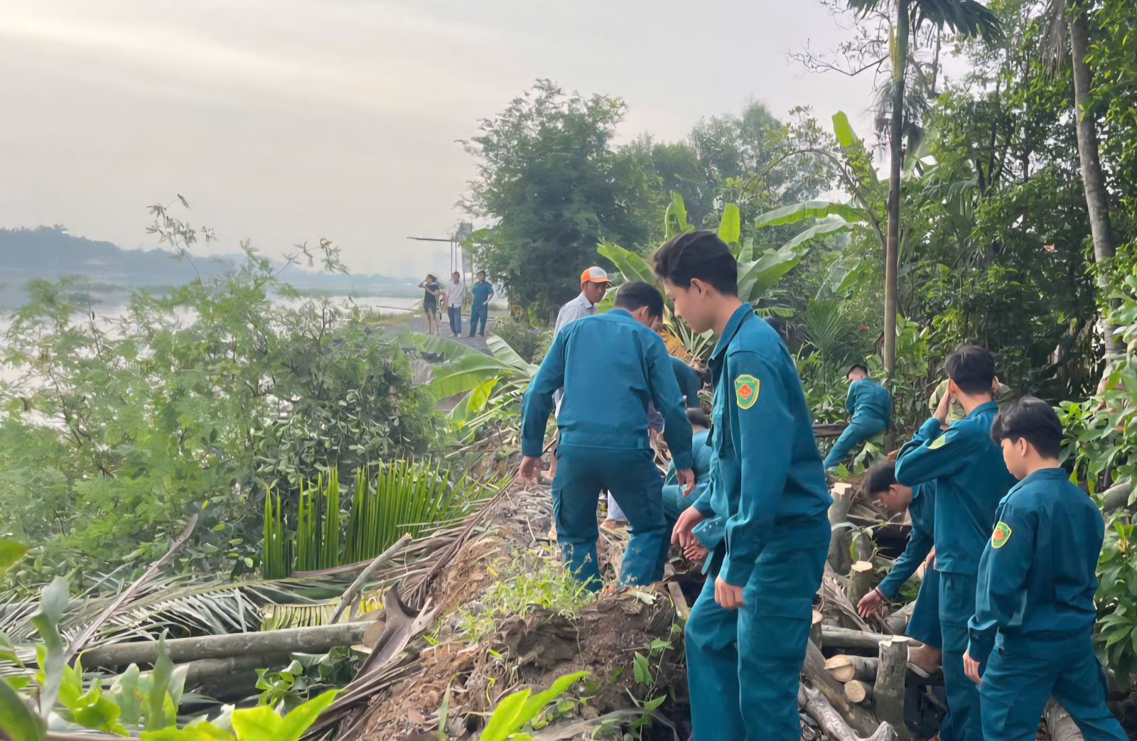 Sạt lở đê sông Sài Gòn, di dời khẩn cấp 4 hộ dân ở huyện Củ Chi- Ảnh 2. Sạt lở đê sông Sài Gòn, di dời khẩn cấp 4 hộ dân ở huyện Củ Chi- Ảnh 2.