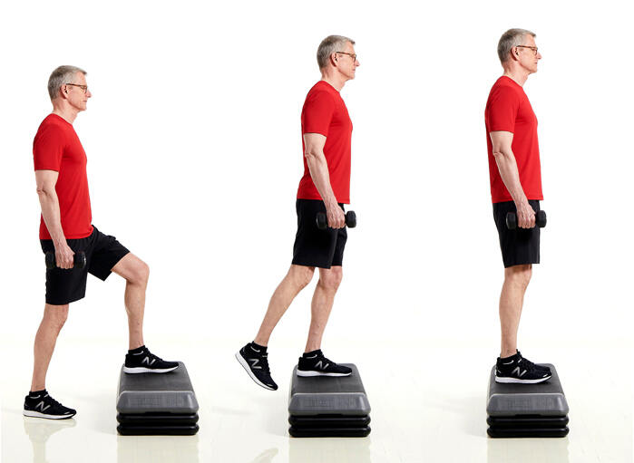 Chuỗi bài tập 7 phút giúp eo thon, bụng phẳng- Ảnh 5. Glute Step Ups Step Up Exercises On Sale For Seniors