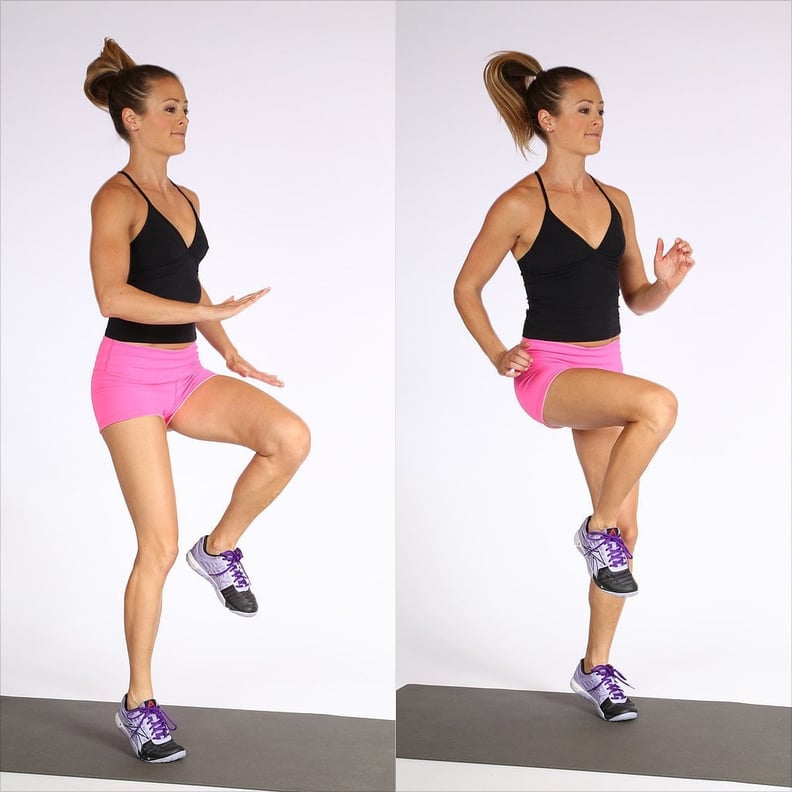Chuỗi bài tập 7 phút giúp eo thon, bụng phẳng- Ảnh 9. How to Do High Knees | PS Fitness