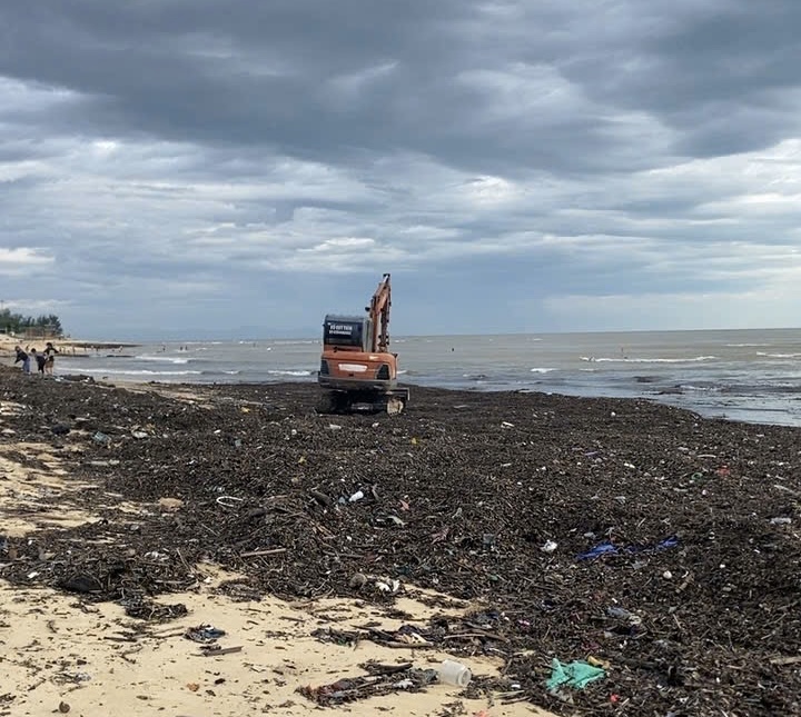 Bãi biển nổi tiếng ở Quảng Bình bị rác 'tấn công' sau mưa bão- Ảnh 1.