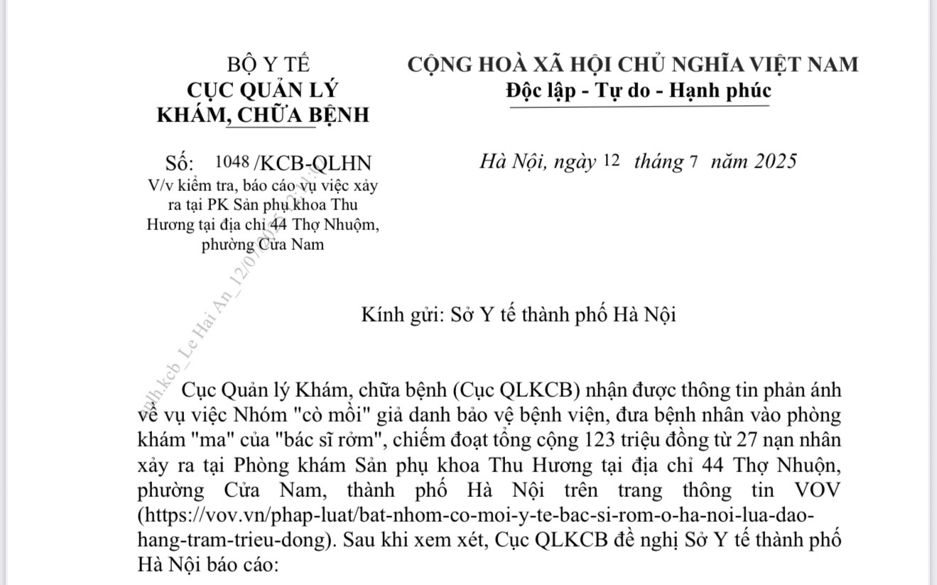 Bộ Y tế yêu cầu Hà Nội báo cáo rõ về phản ánh "cò mồi" của phòng khám sản phụ khoa "ma"