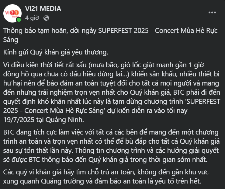 SuperFest 2025 với 21 'Anh trai', 'Chị đẹp' thông báo dời ngày do ảnh hưởng bão- Ảnh 2.