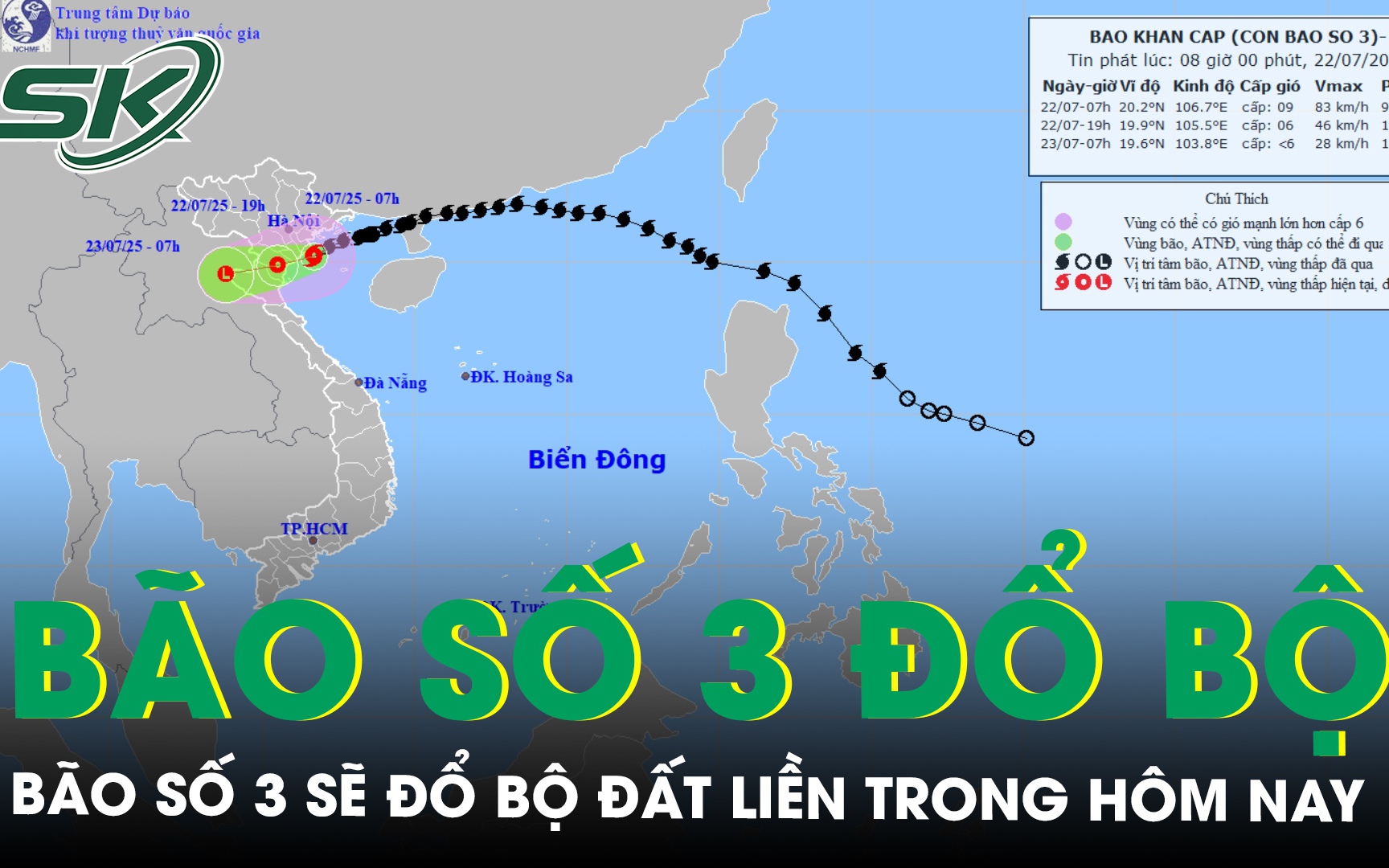 Bão số 3 sẽ đổ bộ đất liền trong hôm nay, sức gió mạnh nhất cấp 9, giật cấp 12