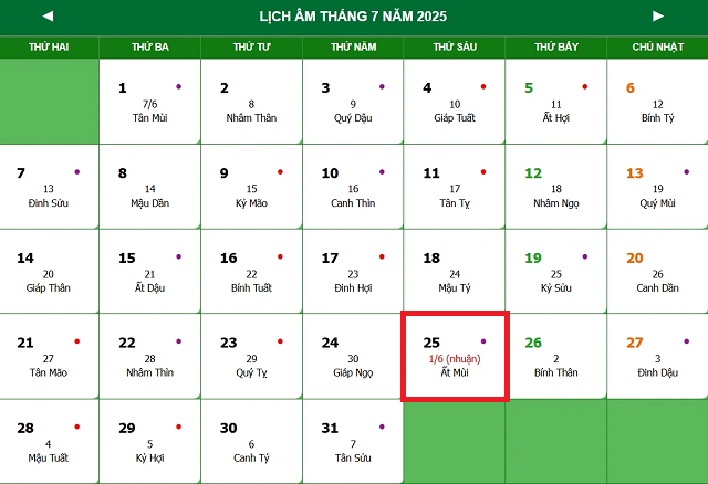 Lịch âm 25/7 - Âm lịch hôm nay 25/7 - Lịch vạn niên ngày 25/7/2025- Ảnh 1. Lịch âm 25/7 - Âm lịch hôm nay 25/7 - Lịch vạn niên ngày 25/7/2025- Ảnh 1.
