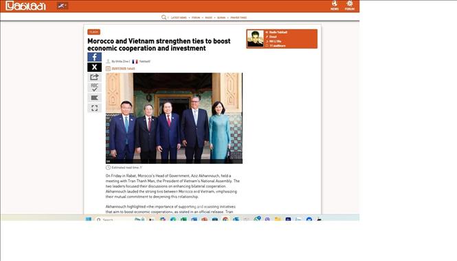 Báo chí Maroc: Chuyến thăm của Chủ tịch Quốc hội Trần Thanh Mẫn là bước ngoặt chiến lược trong hợp tác song phương- Ảnh 2. Báo chí Maroc: Chuyến thăm của Chủ tịch Quốc hội Trần Thanh Mẫn là bước ngoặt chiến lược trong hợp tác song phương- Ảnh 2.