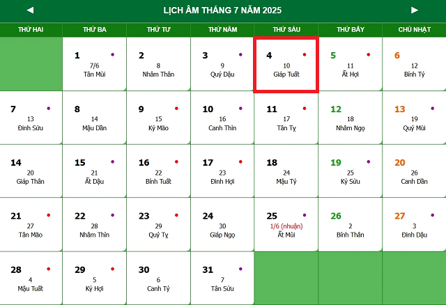 Lịch âm 4/7 - Âm lịch hôm nay 4/7 - Lịch vạn niên ngày 4/7/2025- Ảnh 1.