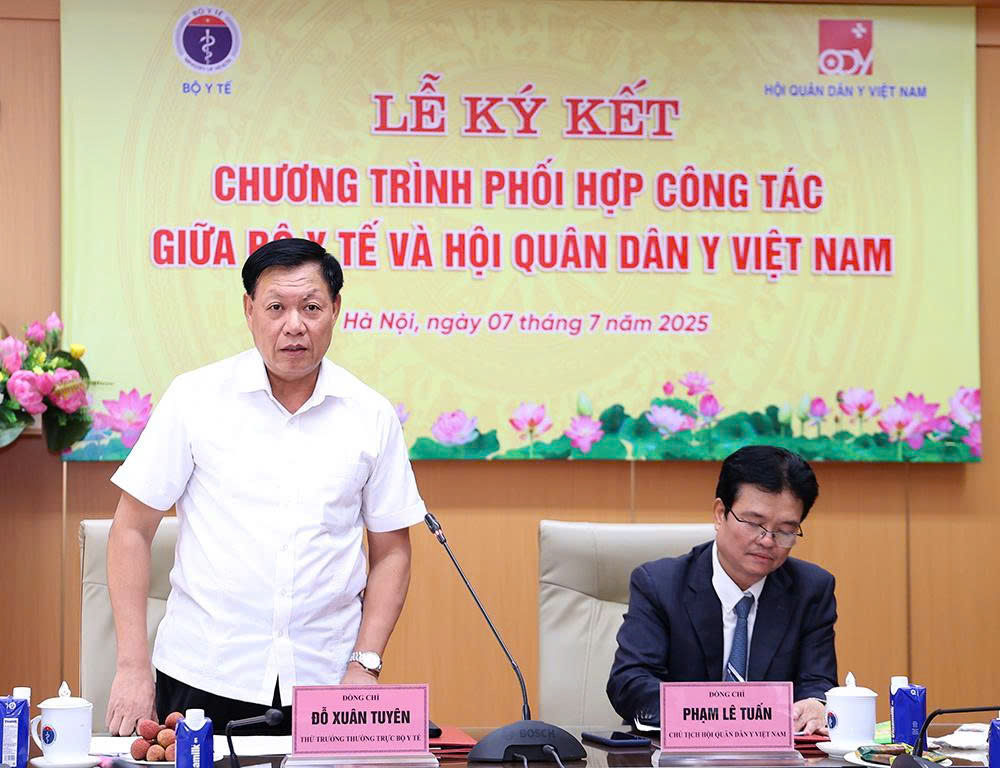 Bộ Y tế và Hội Quân Dân y Việt Nam tiếp tục tăng cường phối hợp chăm sóc sức khoẻ nhân dân- Ảnh 1. Bộ Y tế và Hội Quân Dân y Việt Nam tiếp tục tăng cường phối hợp chăm sóc sức khoẻ nhân dân- Ảnh 1.
