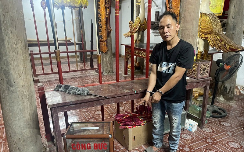 Bắt giữ gã đàn ông chuyên trộm cắp tiền công đức tại đình, chùa ở Phú Thọ