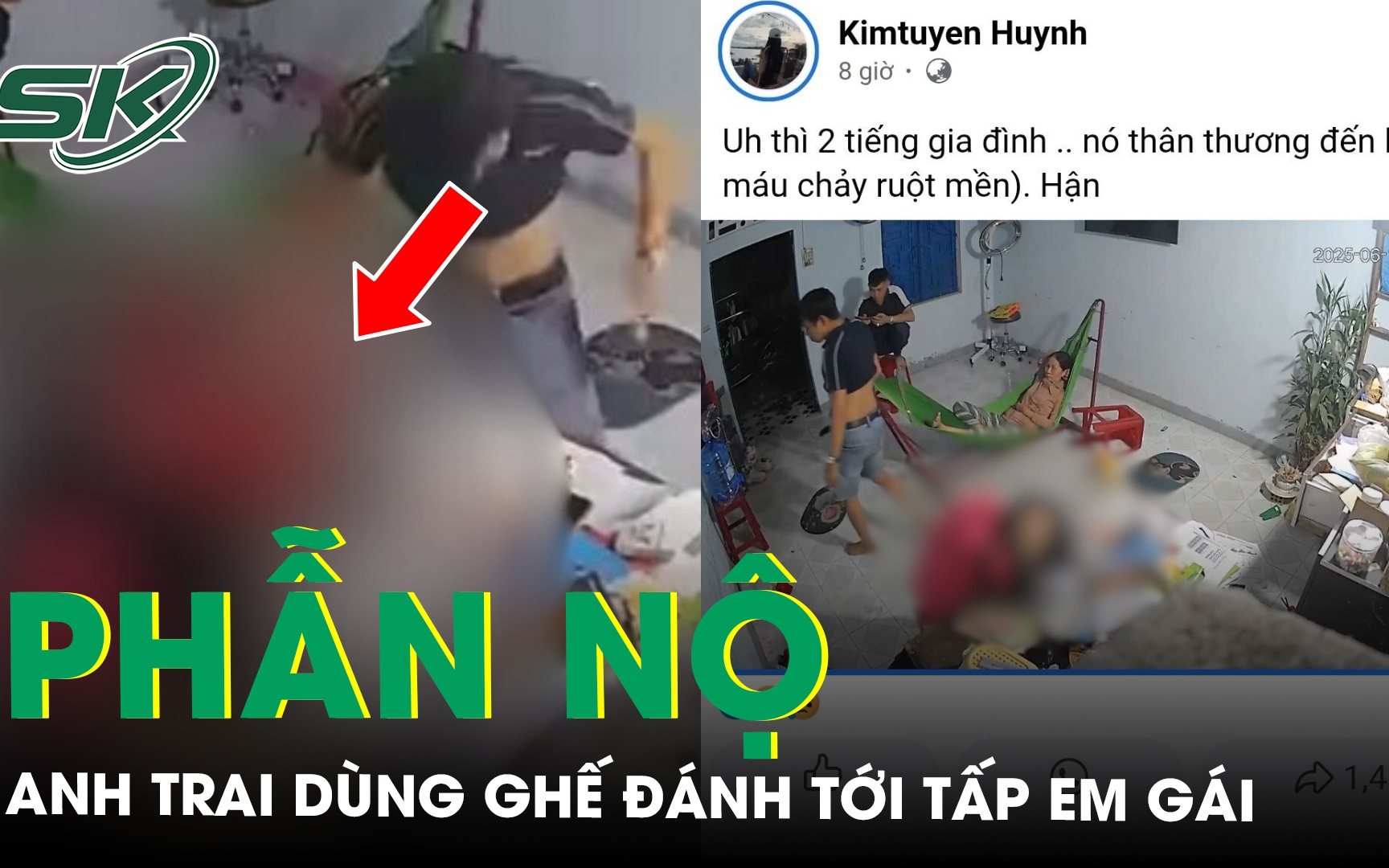 Em gái đăng clip bị anh trai dùng ghế đánh liên tiếp vào đầu