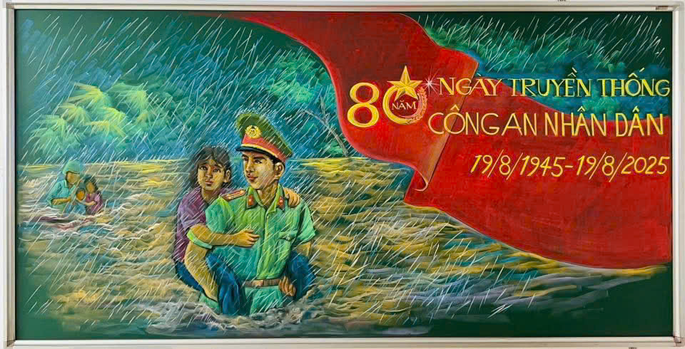 Thầy giáo vẽ tranh mừng ngày Quốc khánh bằng phấn bảng- Ảnh 8. Thầy giáo vẽ tranh mừng ngày Quốc khánh bằng phấn bảng- Ảnh 8.