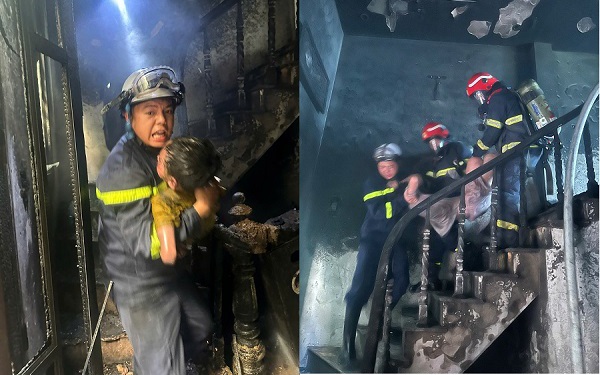 Hà Nội: Giải cứu 3 người mắc kẹt trong vụ cháy nhà ở phường Bồ Đề
