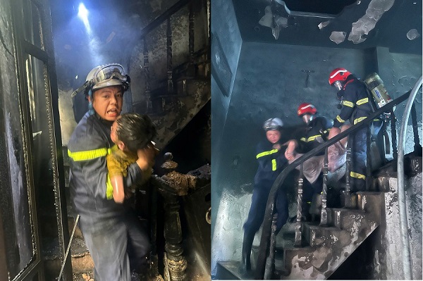 Hà Nội: Giải cứu 3 người mắc kẹt trong vụ cháy nhà ở phường Bồ Đề- Ảnh 2. Hà Nội: Giải cứu 3 người mắc kẹt trong vụ cháy nhà ở phường Bồ Đề- Ảnh 2.