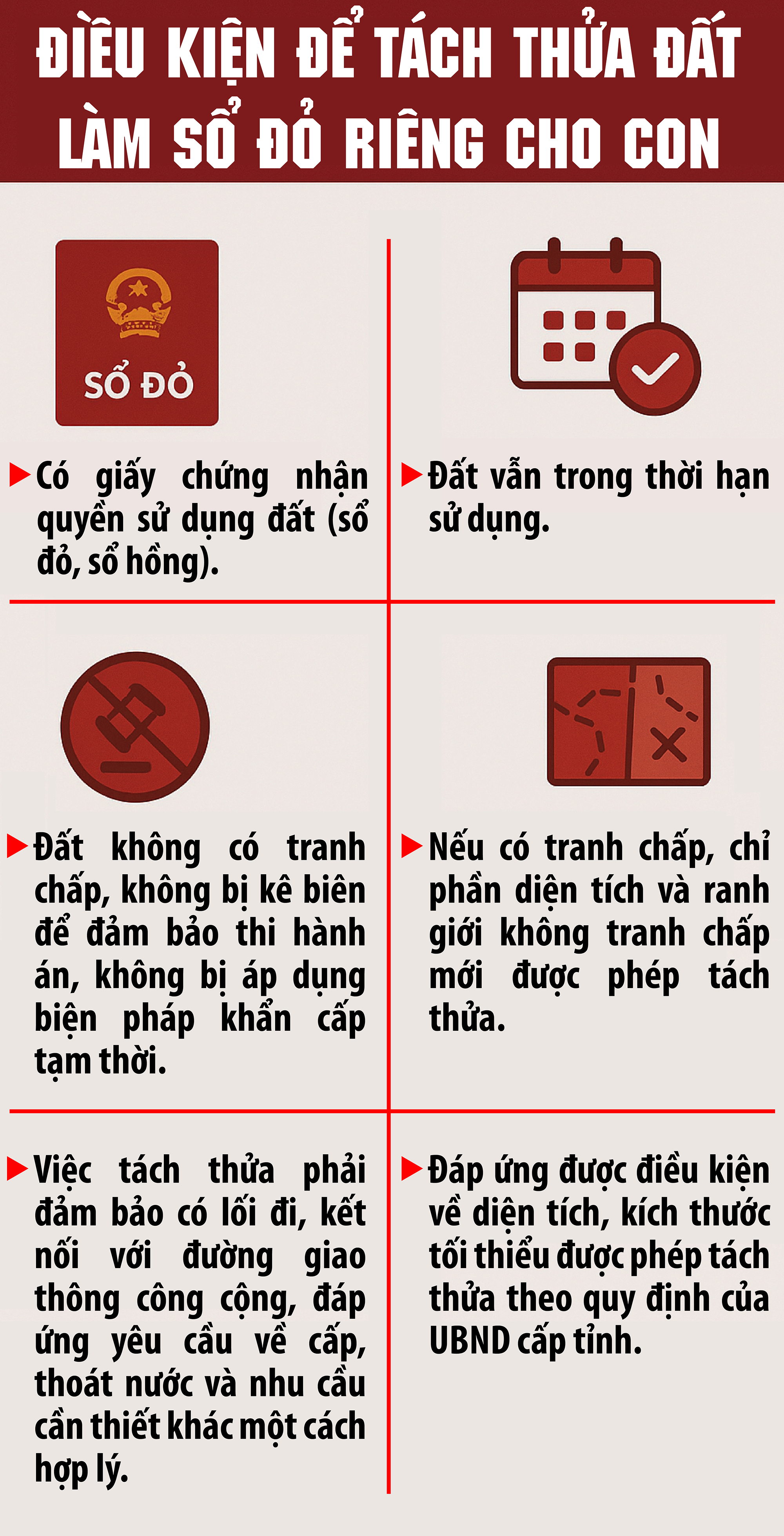 Bố mẹ muốn tách thửa đất làm sổ đỏ riêng cho con cần đáp ứng điều kiện gì?- Ảnh 1.